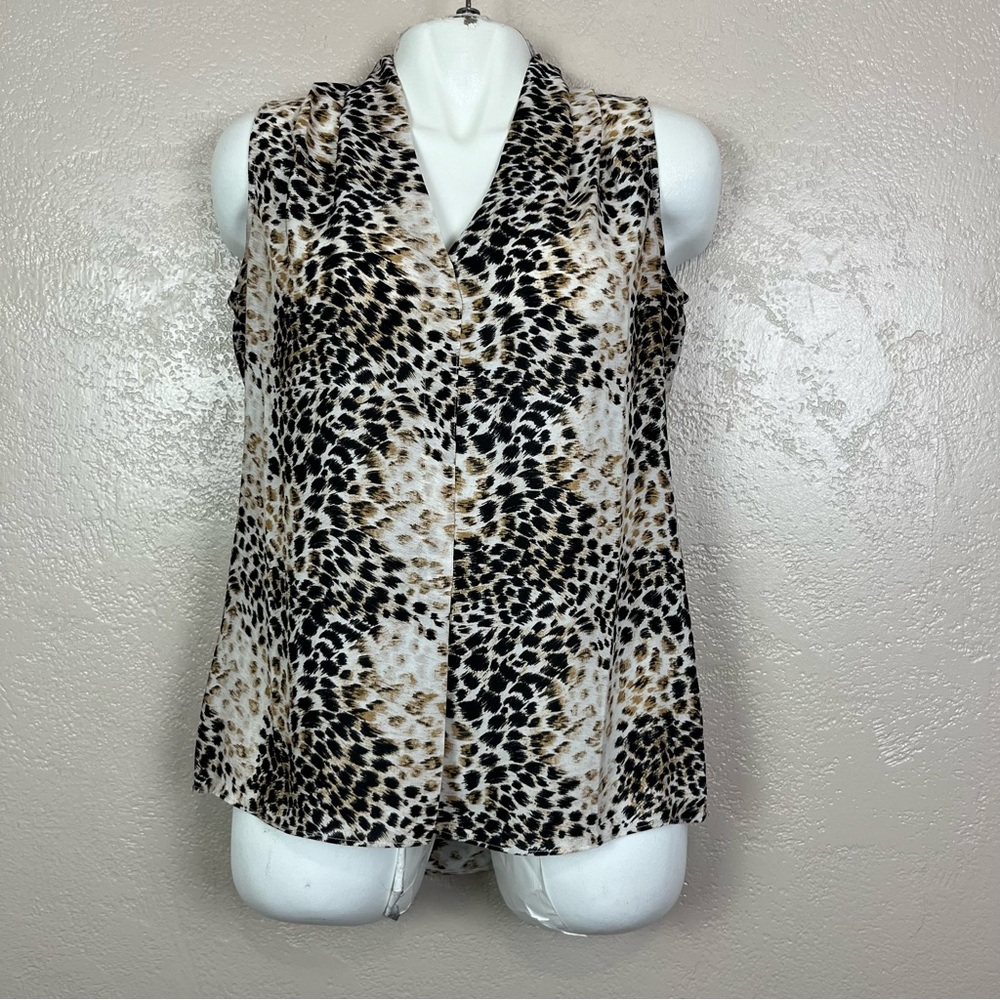 5 for $30 Rose Olive Womens Animal Print Sleeveless‎ Blouse Small V Neck